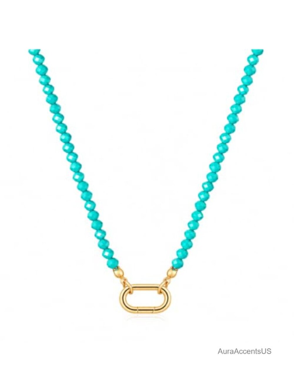 Beaded Choker Necklace 14K Gold Plated Brass Spring Ring 17.5 Inch